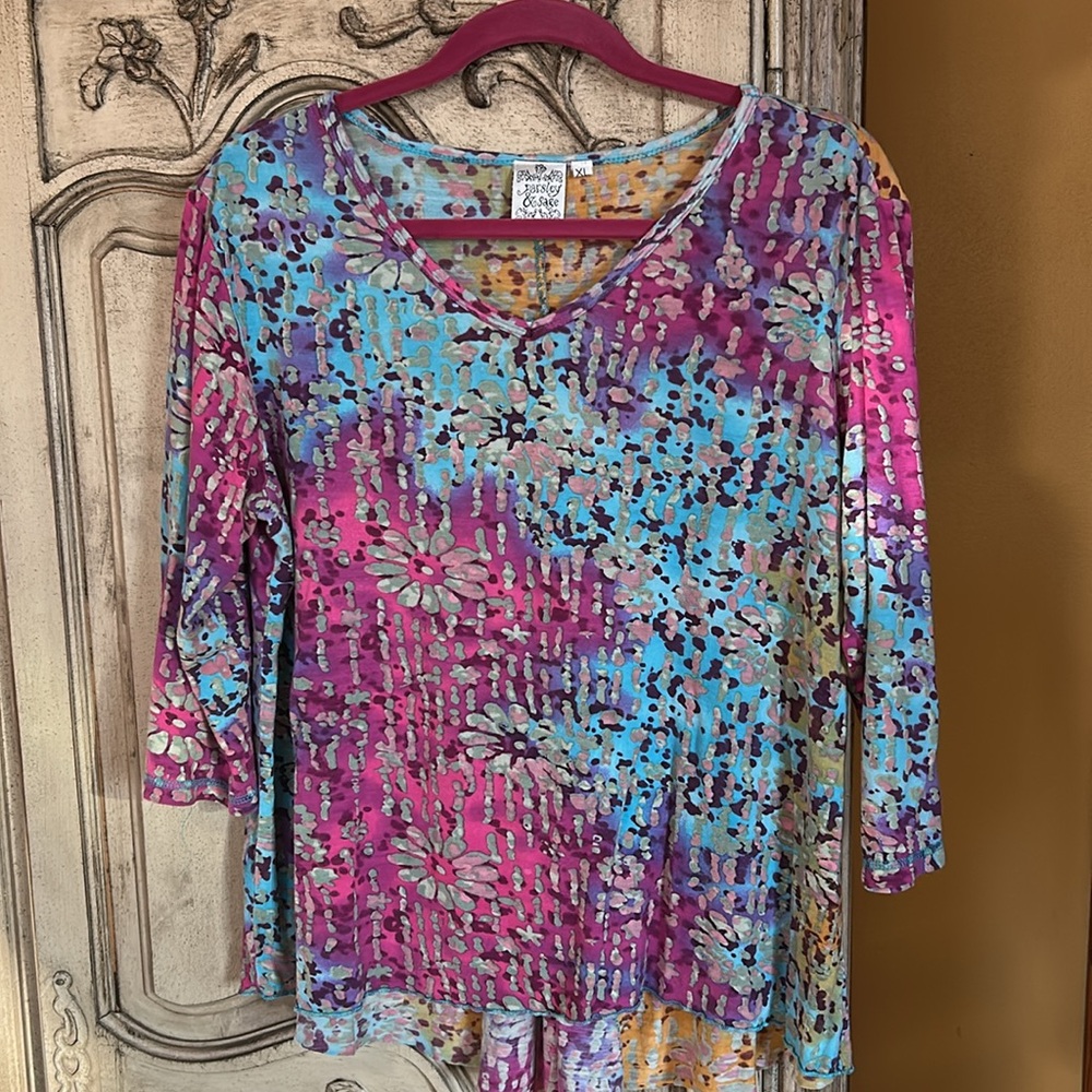 Parsley and Sage colorful pastel top - XL